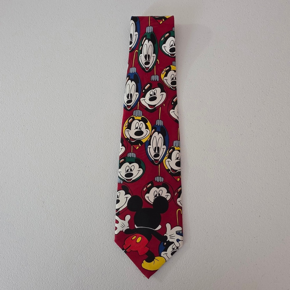 Mickey Unlimited Necktie Mens Red Christmas Ornament Mickey Mouse Disney